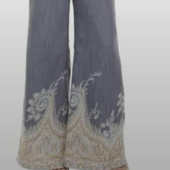 Wonderly Wide Leg Paisley Pants Women's Small Lined Lightweight Boho - Picture 1 of 10